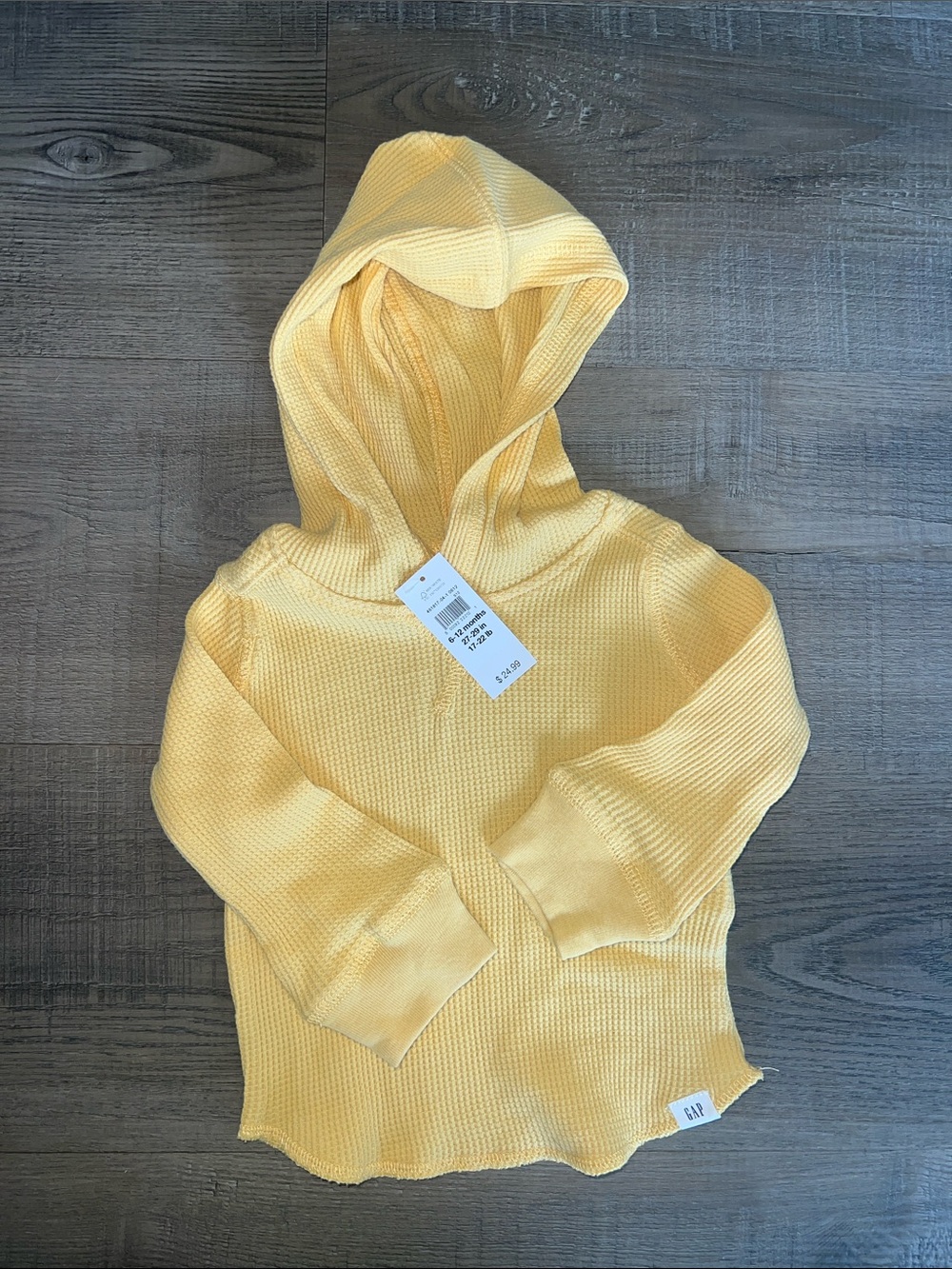 GAP Sunny Yellow Waffle-Knit Hooded Pullover